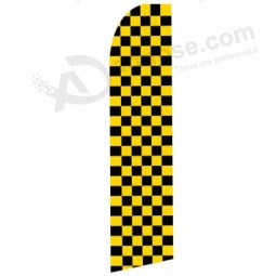 Aangepaste weergave 322x75 geruite zwart gele swooper vlag