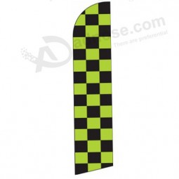 High-end custom 322x75 checkered big green blk swooper flag with your logo