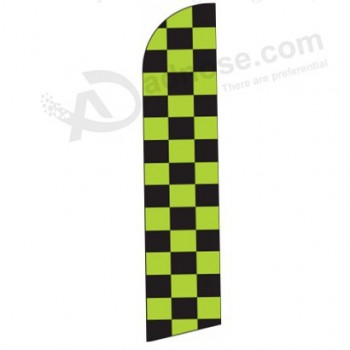 High-end custom 322x75 checkered big green blk swooper flag with your logo