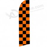 Wholesale customized outdoor checkered bigger black hexachrome orange swooper flag 322x75 with high quality and any size