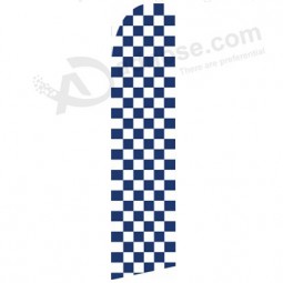 Professional Custom Printed 322x75 checkered blue white swooper flag with your logo