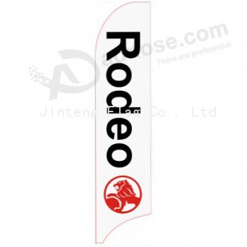 Stampa personalizzata esterna all'ingrosso 322x75 rodeo bianco holden bandiere swooper