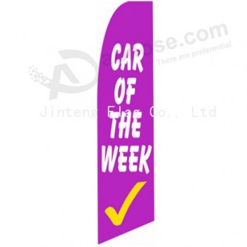 Groothandel aangepaste professionele aangepaste 322x75 auto van de week paarse swooper vlag