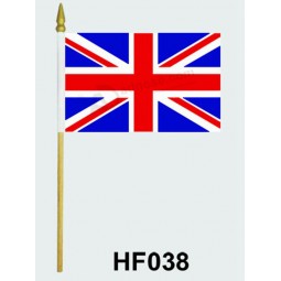 Groothandel custompromotionele zwaaien hand vlag met houten hold