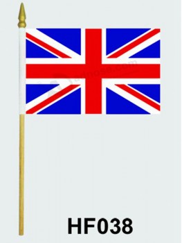 Großhandelscustomingpromotional wellenartig bewegende Handflagge mit hölzernem Griff