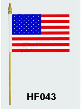 Wholesale printing polyester waving USA hand flag with high quality and any size