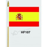 Großhandelskundenspezifische Fabrikgewohnheitsdruckland-Handflagge mit hölzernem Griff