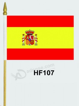 Wholesale customized Factory custom printing country hand flag with wooden hold with high quality and any size