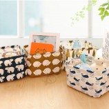 Cute Linen Desk Storage Box Holder Jewelry Cosmetic Stationery Organizer Case with your logo