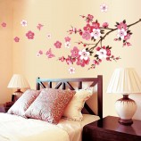 Cherry Blossom Wall Poster Waterproof Background Sticker for Bedroom Cafe wall stickers home decor p