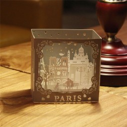 Happy Birthday 3D Pop up Handmade Paris Postcards Laser Cut Vintage Greeting Love Cards Scratch Pape