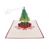 Merry Christmas Tree Vintage 3D laser cut pop up paper handmade custom greeting cards Christmas gift