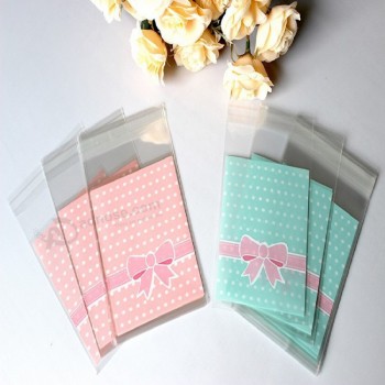 100个 bag OPP Plastic package bag Lovely Pink or Blue Bow Design Cake gift Packages Candy Pack pape