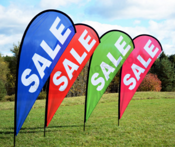 Cheap Custom Polyester Teardrop Beach Flags with any size and high quality
