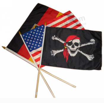 Factory Wholesale Wooden Hold Hand Held Flags Custom with high quality and any size