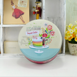 Doces redondos personalizados caixa de lata recipiente de presente