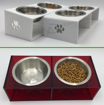 BoLs de nourriture pour chat chien en acier inoxydabLe avec non-Support acryLique de gLiSseMent