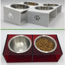 Stainless Steel Dog Cat Food Bowls with Non-Slip Acrylic Stand