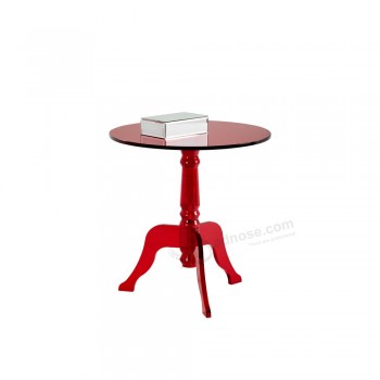 カスタム赤いアクリル家具ラウンドアクリルルーサイトテーブル