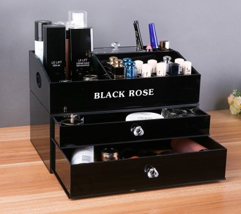 Counter top Black Acrylic Makeup Jewelry Organizer Wholesale 