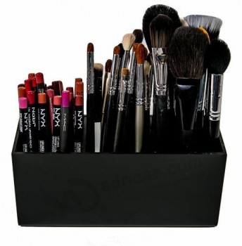 Aangepaste zwarte acryL make-up borsteLhouder organizer box met 3 SLots.