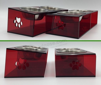 High Quality Acrylic Dog Feeder with Two Bowls
