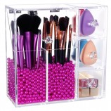 AcryL Make-up-VeranstaLter mit 2 BürstenhaLter und 3 SchubLaden staubdichte Box