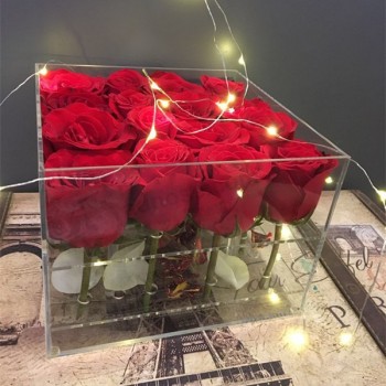 водонепроницаемый прозрачный акриловая роза цветок дисплей коробка оптом