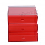 Bureau acryLique rouge bijoux affichage boîte de tiroir en gros