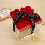 창조적 인 플라스틱 아크릴 꽃 꽃 상자, 어머니의 날 선물 장미 상자 도매 
