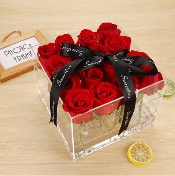 창조적 인 플라스틱 아크릴 꽃 꽃 상자, 어머니의 날 선물 장미 상자 도매 
