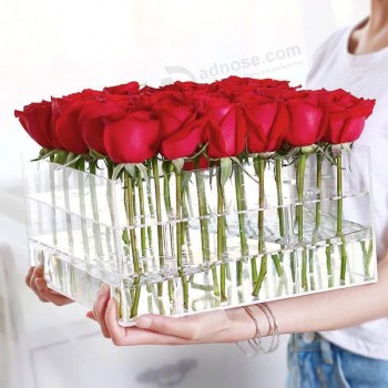 36 件玫瑰方形亚克力有机玻璃花盒带盖