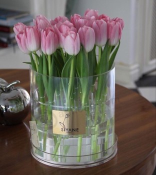 Round Flower Box Packaging Rose Acrylic Flower Box, Tulip Box Wholesale 