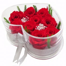 プレミアムギフトパッケージアクリルの心の形の新鮮な花の梱包箱卸売 