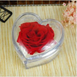 1 Piece Rose Transparent Acrylic Heart Shaped Flower Packaging Box Wholesale 