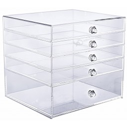 Wholesale Versatile Acrylic Cosmetic Display Box with 5 Drawers