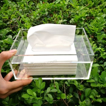 Boîte de tissu acryLique haute rectangLe transparent en gros