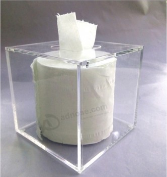 Cheap Wholesale Clear Acrylic Mirror Square Tissue Box Cover Napkin Holder Organizer Stand