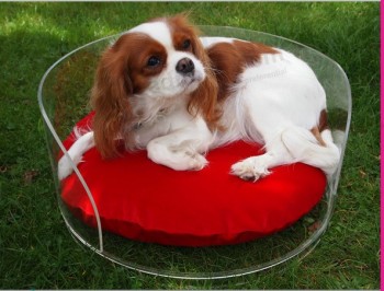 楕円形のクリアアクリルの湾曲犬用ベッド