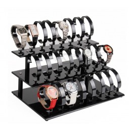 Aangepaste heLdere of zwarte acryL armband horLoge sieraden dispLay stand, 24 stuks horLoges, 3 tier