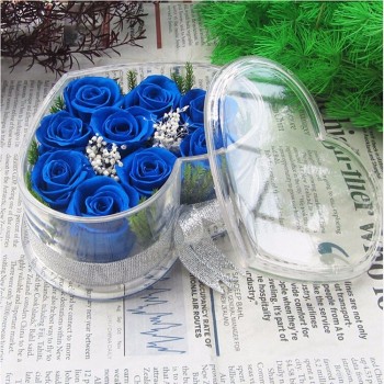 창조적 인 디자인 맑은 아크릴 심장 모양 꽃 상자와 꽃을위한 포장 상자