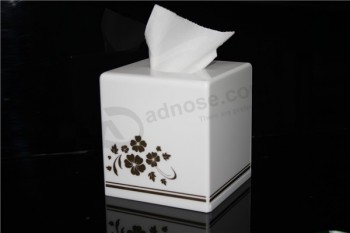 White Square Acrylic Tissue Box Cover with Logo Printing