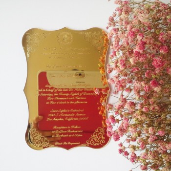 Tarjetas de invitación de boda de acríLico grabado personaLizado aL por mayor 