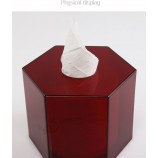 Unique Style Red Acrylic Hexagon Tissue Box Custom