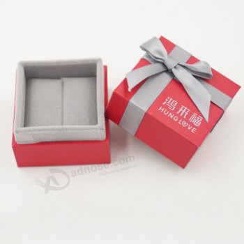 Caja de aniLLo de terciopeLo deLicada exquisita personaLizada de aLta caLidad con Lazo de cinta (J86-ax)