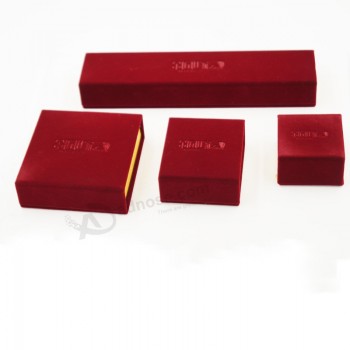 フロックサテンファブリックベレー豪華な宝石箱を集めるための卸売カスタムロゴ (J46-e)