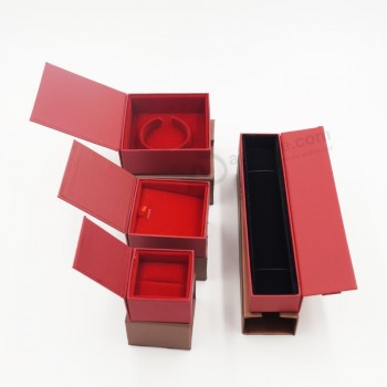 红色天鹅绒抽屉纸礼品包装盒批发定制标识 (J56-E)