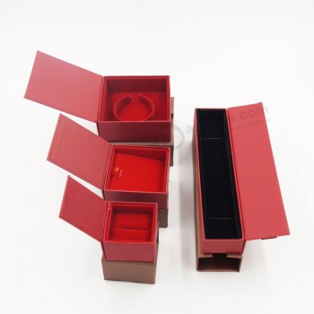 빨간 벨벳 서랍 종이 선물 포장 상자에 대한 도매 맞춤형 로고 (J56-e)