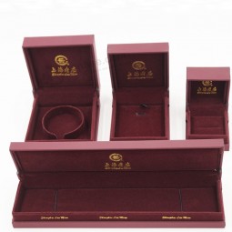 Customized high-end Plastic Velvet Jewel Trinket Ring Jewellery Box with your logo