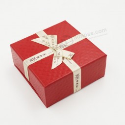 Wholesale customized high-end Flip Top Clamshell Fancy Paper Carton Box with Ribbon Bow and your logo